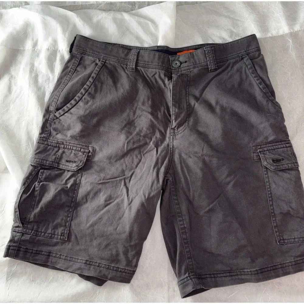 St. John's Bay Cargo Shorts Mens 36 Dark Gray Comfort Stretch Cotton Blend